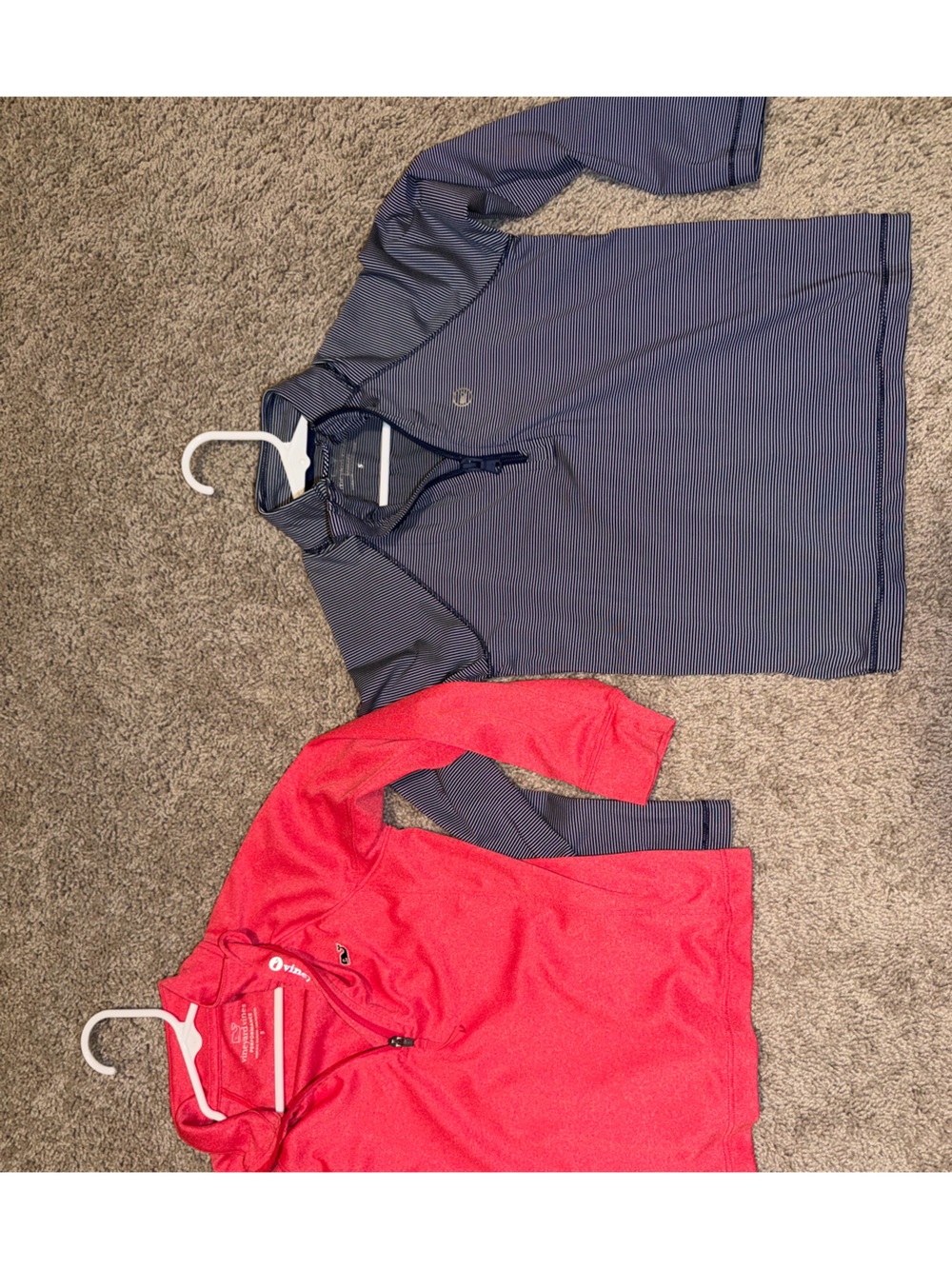 Vineyard Vines Kids Quarter-Zip Pullovers - pink & Navy Stripe 5T